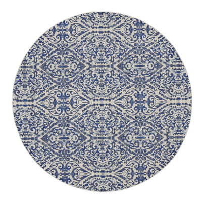 Tapis damassé bleu Mattias