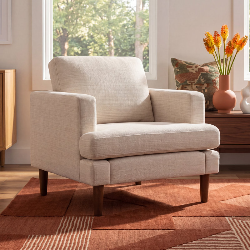 Laguna Upholstered Armchair, Cream Performance Basketweave