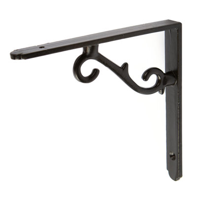 Hammer & Tongs - Scroll Iron Shelf Bracket - Black