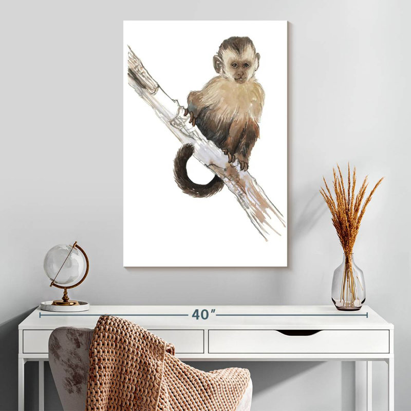 Bébé singe perché, H 30 po x l 20 po