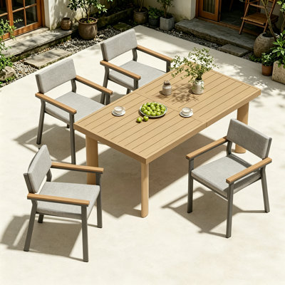Ensemble de salle à manger, table de patio et chaises avec coussins pour 4 personnes en aluminium