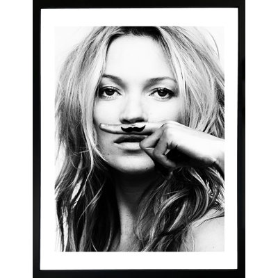 Kate Moss Moustache - Single Picture Frame Print