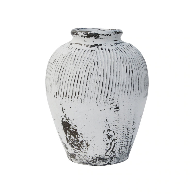 Vase de table en porcelaine blanc / noir intérieur / extérieur 10 po