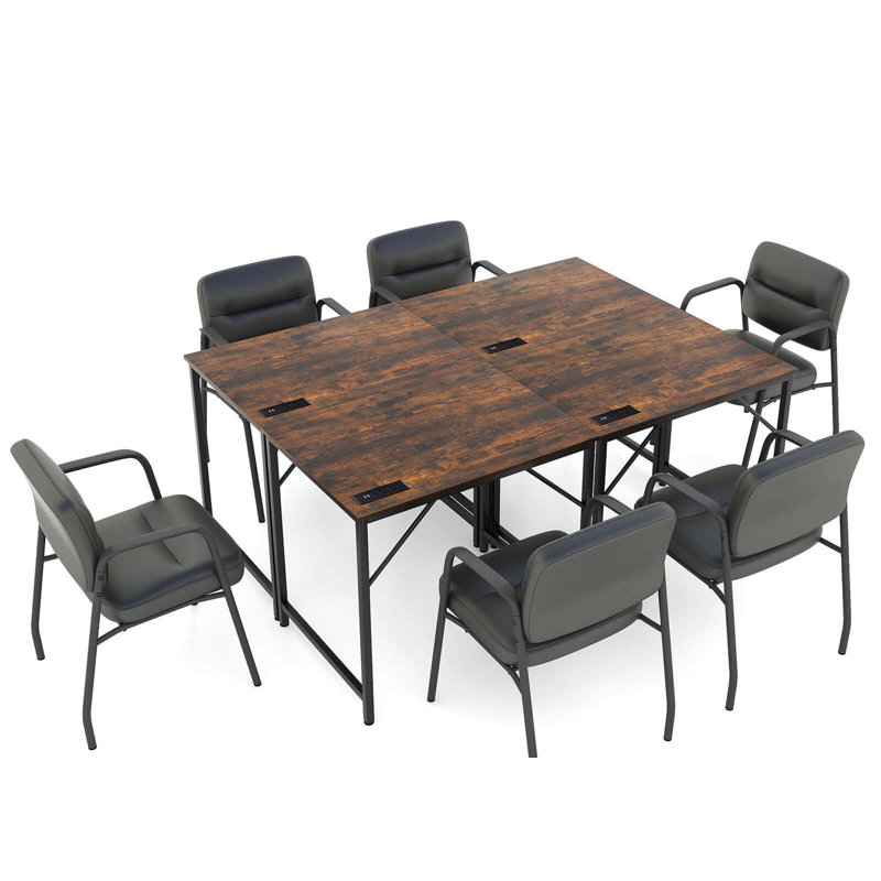 Ensemble de bureau de réunion pour 4 personnes avec station de charge et crochet pour casque