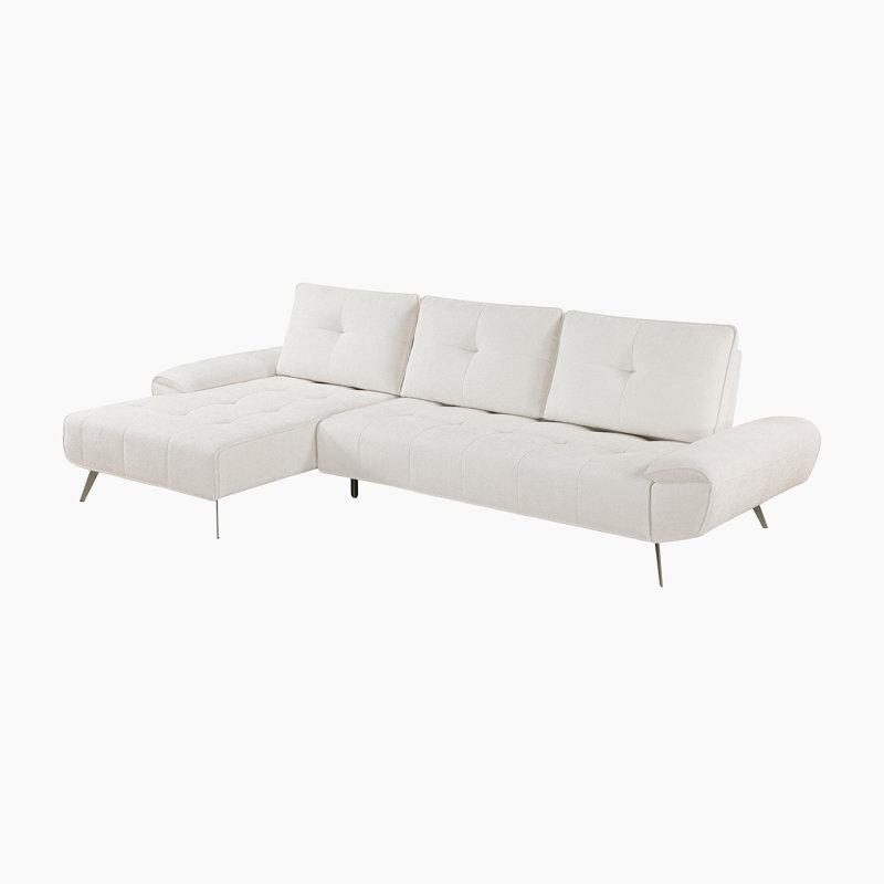  Kenner 125" Modern & Contemporary 2-Piece Sectional - Chenille Sectional, Customizable Seat Depth, Chaise for Lounging
