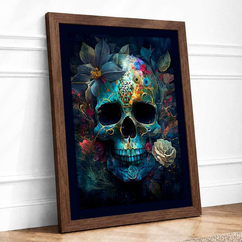 Luminous Bloom Maximalist 1 Piece Single Picture Frame Wall Art, A4 - 29.7 x 21.0 cm, Walnut