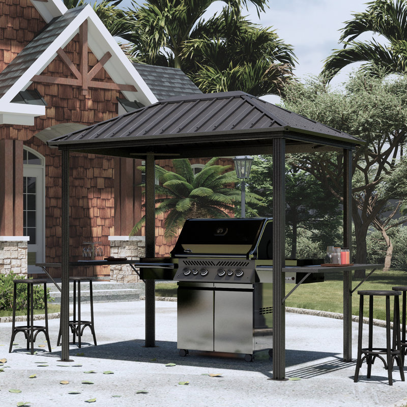8 Ft. W x 6 Ft. D Metal Hardtop Grill Gazebo