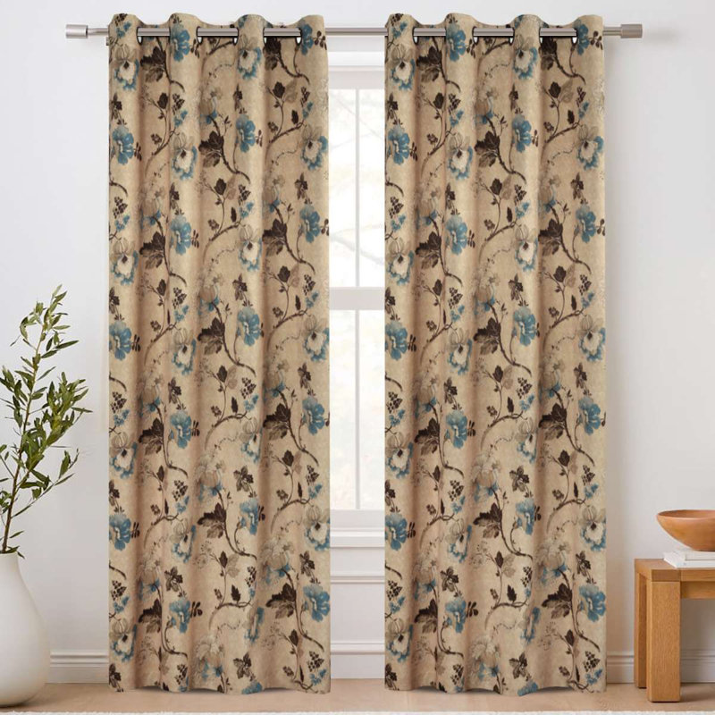 Blackout Curtains for Bedroom/Living Room Thermal Insulated Printed Curtain Drapes Energy Efficient Room Darkening Curtains Pair (2 Panels)