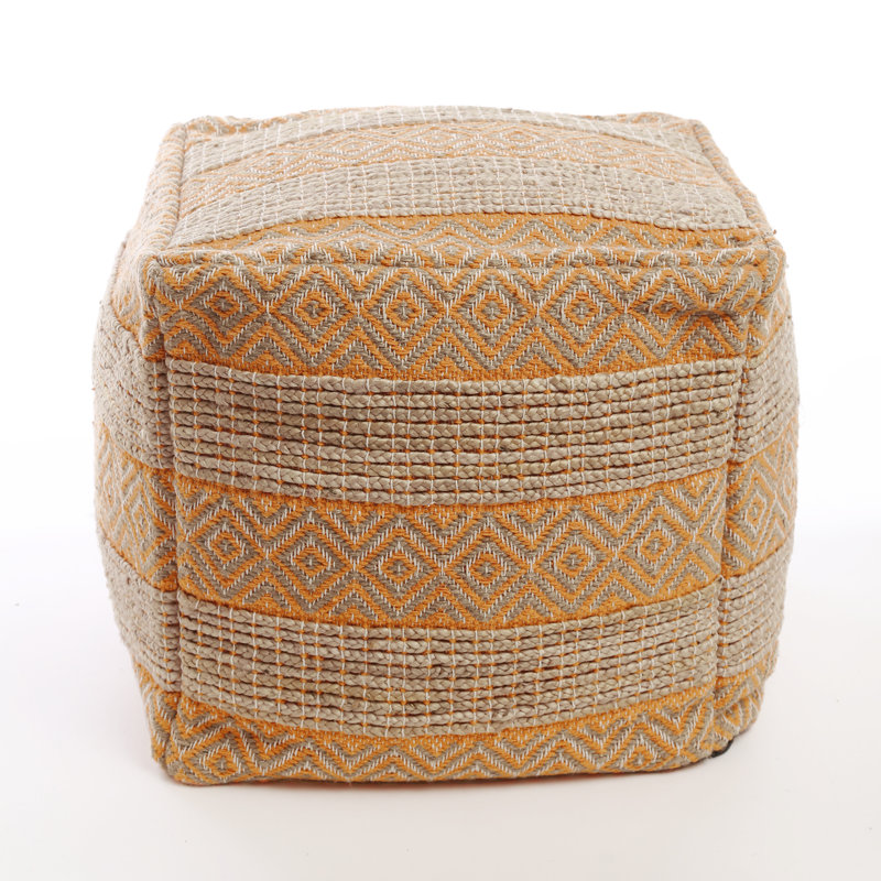 Meka Upholstered Pouf, Orange