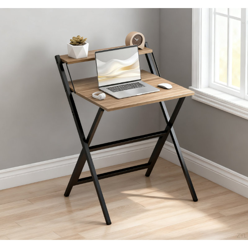 Bureau pliable avec tablette pour moniteur, bureau d'ordinateur pliable, assemblage facile, H 34,1 po x l 27,6 po x P 24,4 po