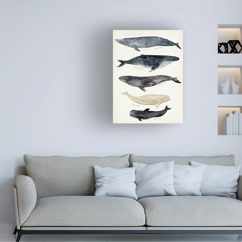Victoria Barnes Whale Chart II Canvas Art in White and Gray