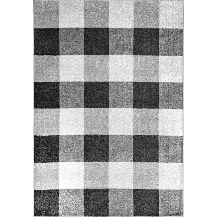 Vasag Plaid Power Loom Performance Black/ Gray/ White Rug