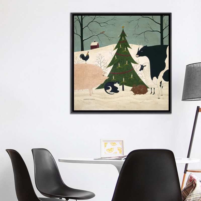 Invité de Noël - reproduction d'art murale - toile encadrée, H 37 po x l 37 po, Impression encadrée sans passe-partout