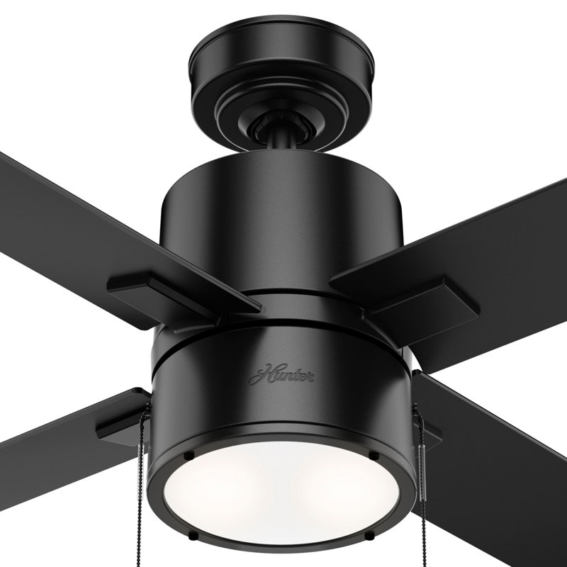 Hunter Beck 42" Matte Black Ceiling Fan with Greyed Walnut Blades and LED Light