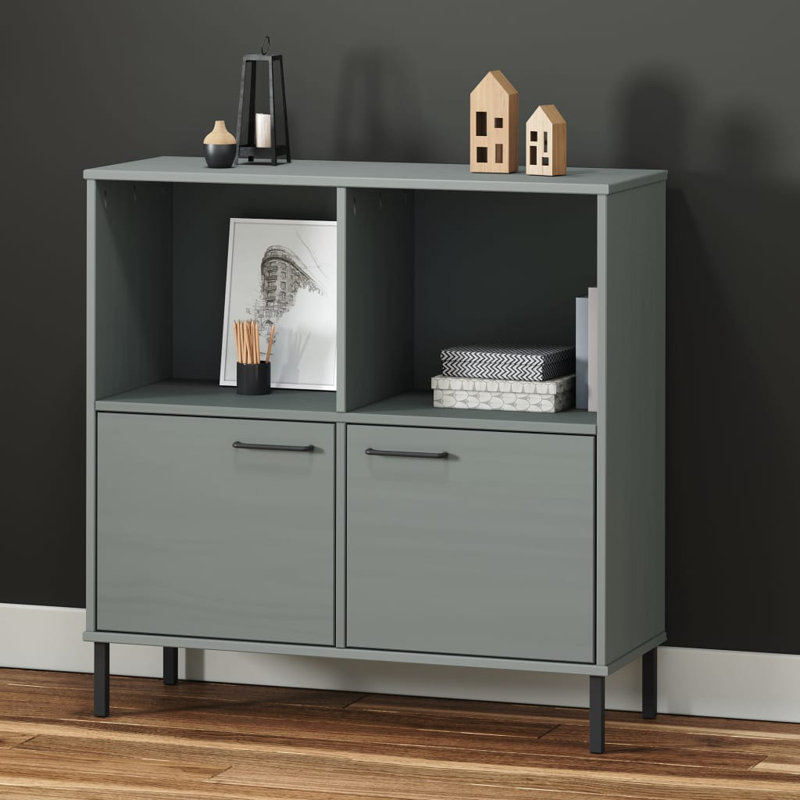 Lemineur 90.5cm H x 90cm W Solid Wood Cube Bookcase, Grey