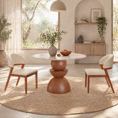 3-pieces/5-pieces Dining Set, 2/4/6 People Faux Marble Breakfast Nook Restaurant Bistro Table + Wraparound Upholstered Leather Chairs, Pre-assembly