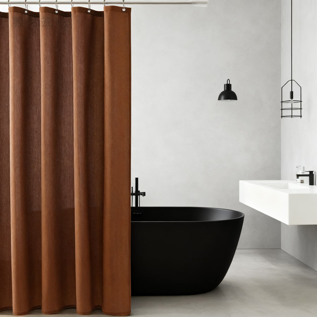 Latitude Run® Shower Curtain For Bathroom, Textured Fabric With ...