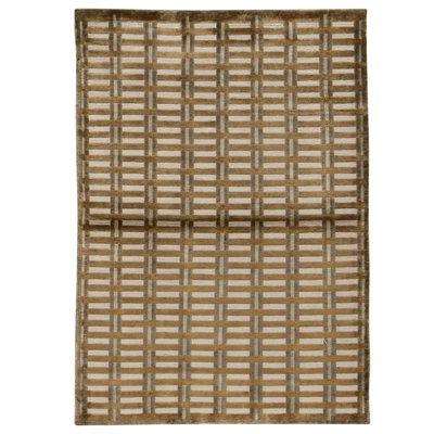 High-Quality Hand-Knotted Beige And Camel Area Rug