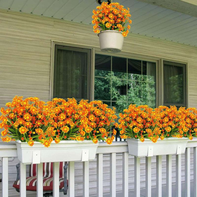 4 faisceaux de marguerites artificielles pour l'extérieur, Orange