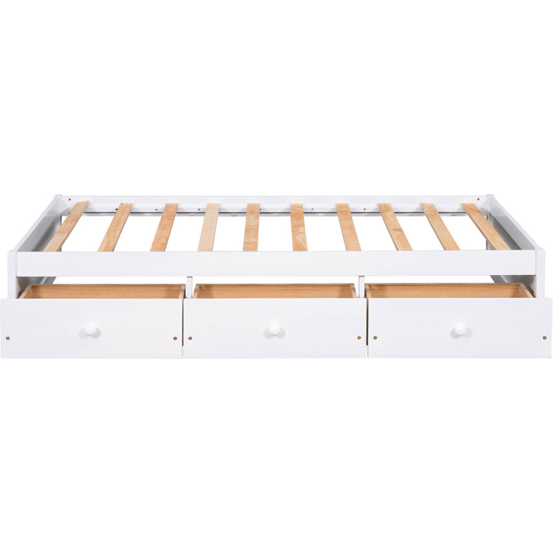 3 lits simples avec structure en bois massif - blanc pour une chambre à coucher moderne