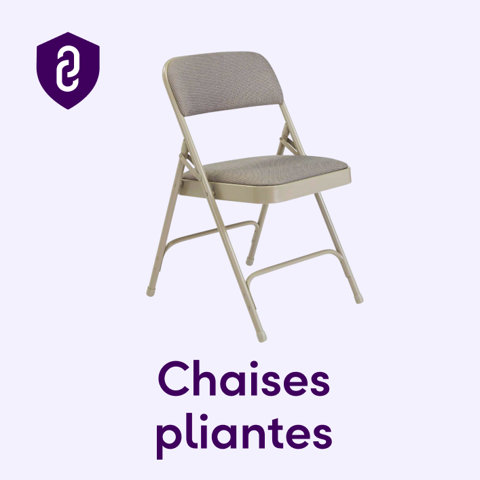 Chaise pliante avec siège et dossier rembourrés, sous le titre Chaises pliantes.