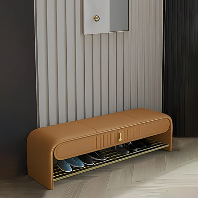 Italian Light Luxury Into The Door Shoe Stool Leather Match Upholstered Storage Bench