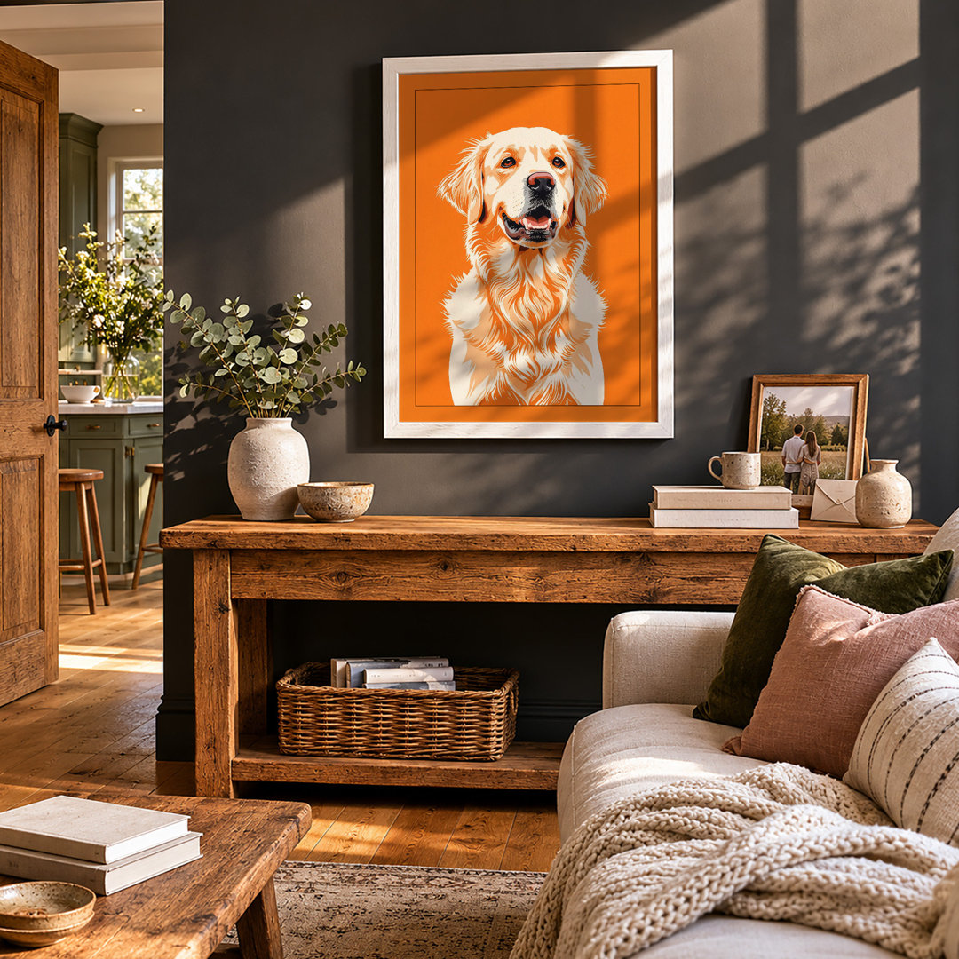 Golden Retriever Portrait Modern - Framed Print