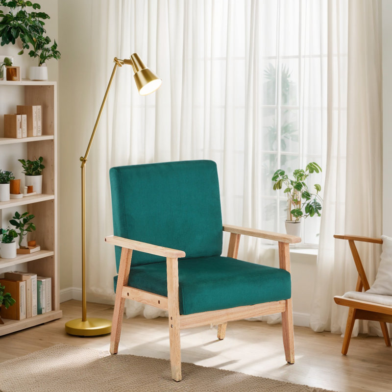 Fauteuil d'appoint en velours Bleona, Velours vert