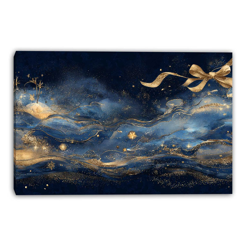 «Gilded Night Drift», art mural sur toile tendue, L 24 po x H 16 po x P 1,5 po