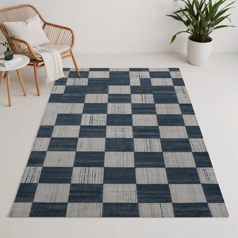 Tapis d'intérieur et d'extérieur à carreaux gris, Rectangulaire 3 pi x 5 pi