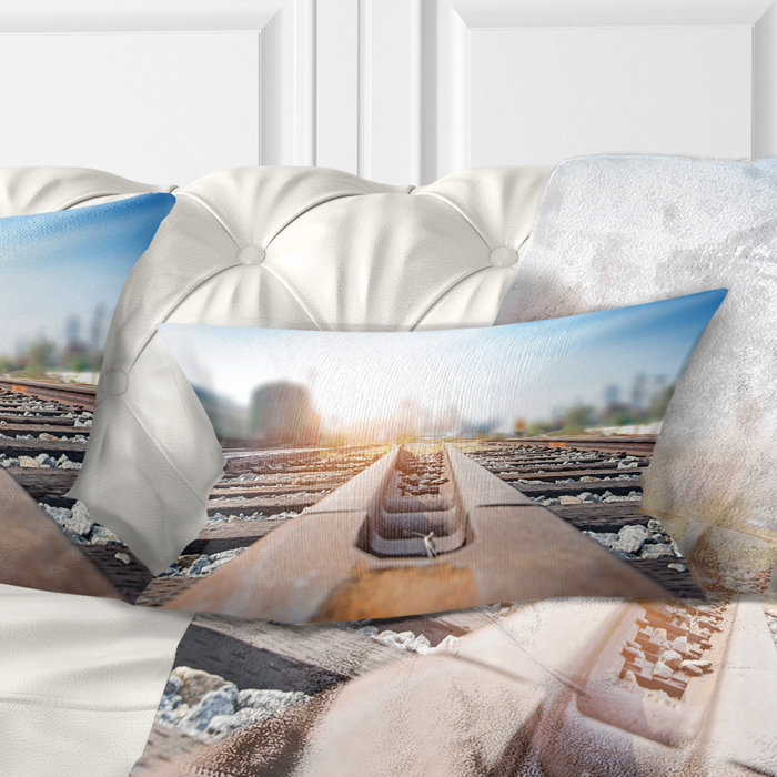Cargo Train Platform with Container - Landscape Printed Pillow