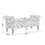 Wallen Traditional Rolled Arm Storage Bench Ottoman with Pewter Nailhead Trim in Black Curly Vine Pattern with Dark Brown Solid Wood Legs
