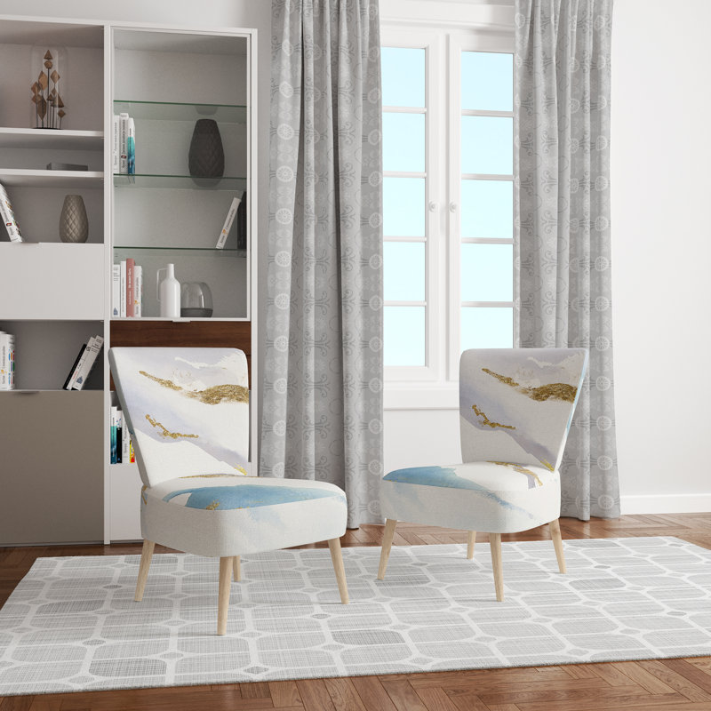 Upholstered Floral Side Chair - Modern floral Accent Chair, Abstract Gold Polyester Blend 2