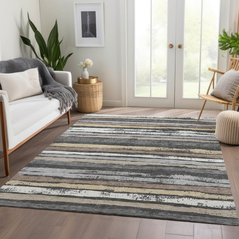 Premium Machine Washable Jahnke AMF1019 Stripes Rug, Rectangle 10' x 14'