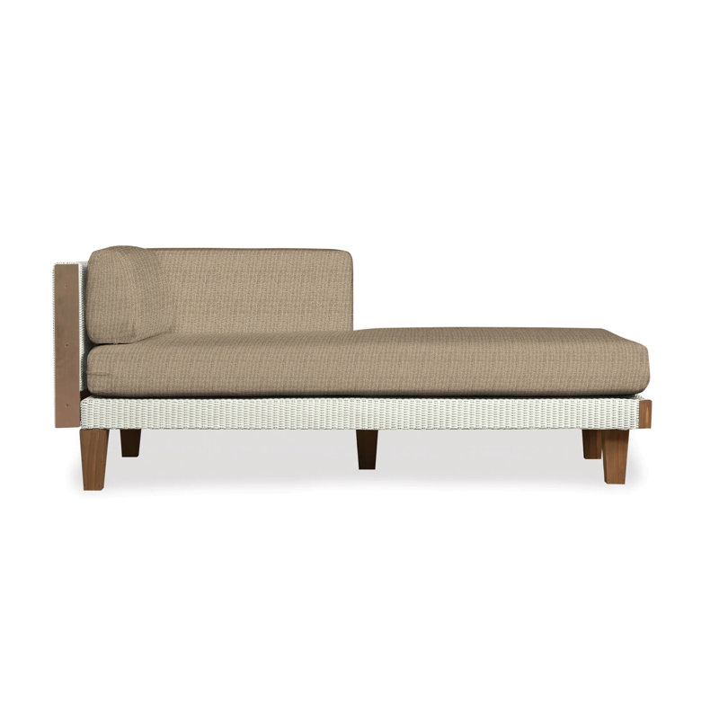 Catalina Outdoor Teak Chaise Lounge, Sailcloth Seagull, Ivory