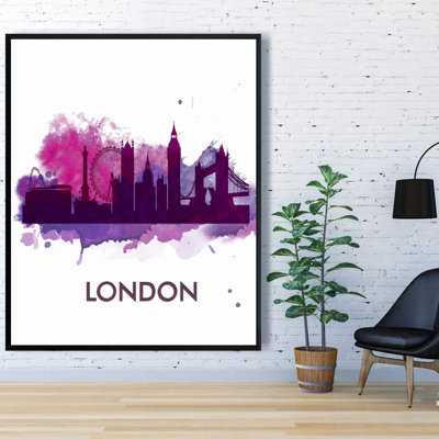 "Silhouette mauve de Londres" sur toile