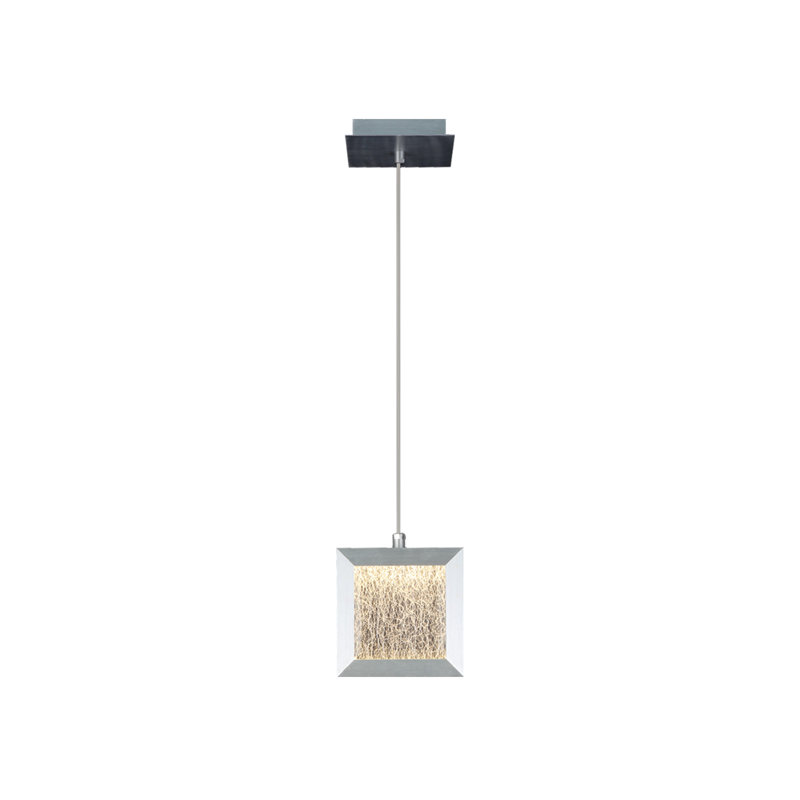 Luminaire suspendu cylindrique à 1 lumière Robinette, H 6 po x l 5,5 po x P 5,5 po, Aluminium brossé