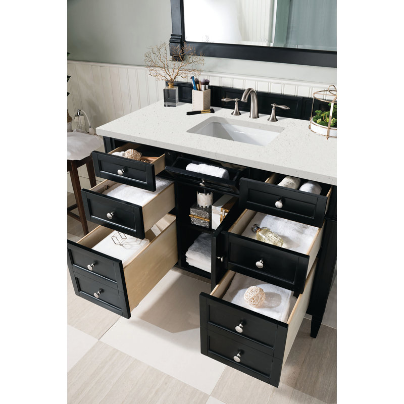 Brittany 48'' W Single Vanity, Black Onyx, White Zeus, 8" Widespread