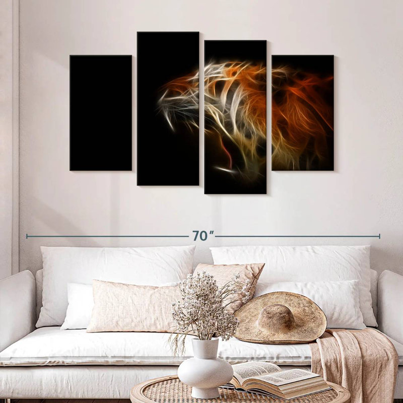 Flammes de tigre abstraites, H 32 po x l 52 po