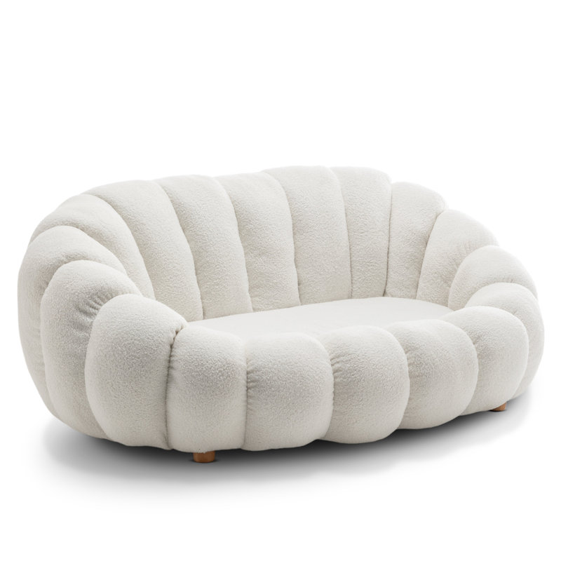 Mirielle Evins 2 Seater Teddy Boucle Loveseat, White