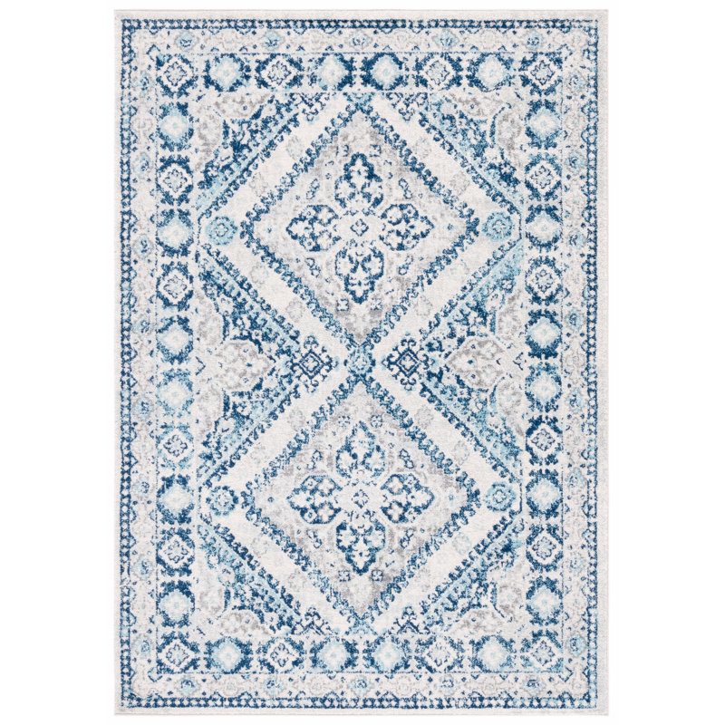 Tapis ivoire / bleu, Rectangle 9 pi x 12 pi