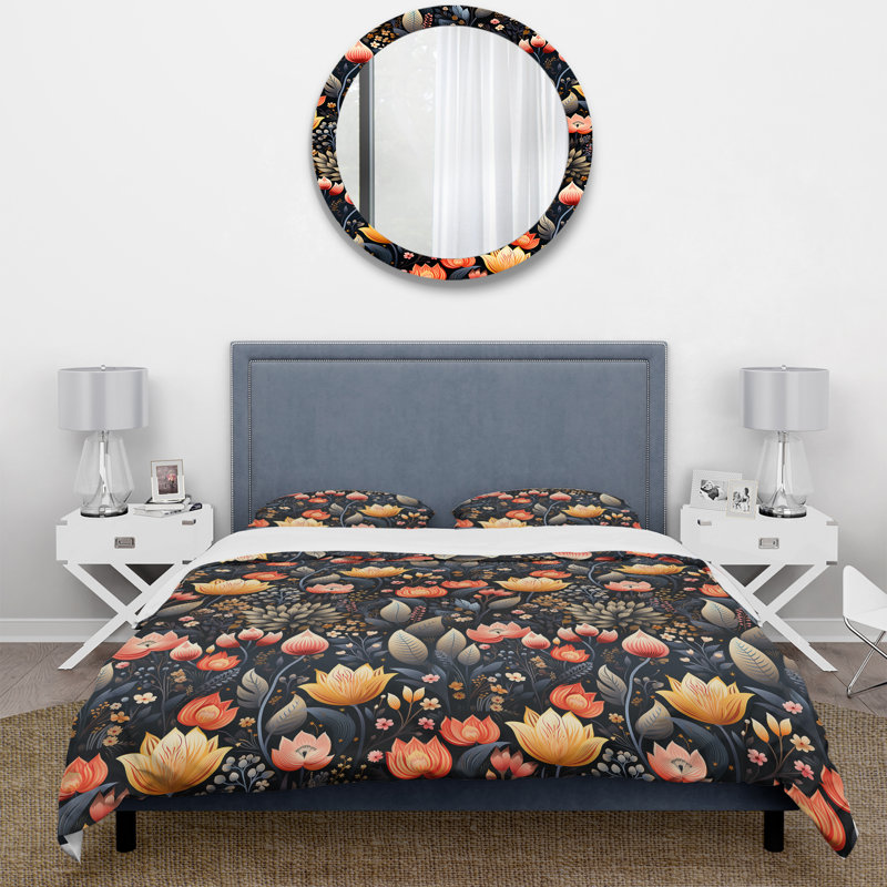 Ensemble de housse de couette Tropical Jungle Red Floral Retreat II, Housse de couette pour très grand lit et 2 très