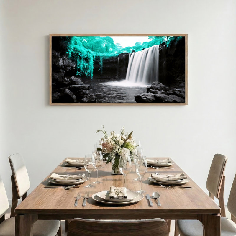 Waterfall Forest, reproduction d'art sur toile encadrée, ensemble de 1,48 x 24 pouces, 58 po x 28 po