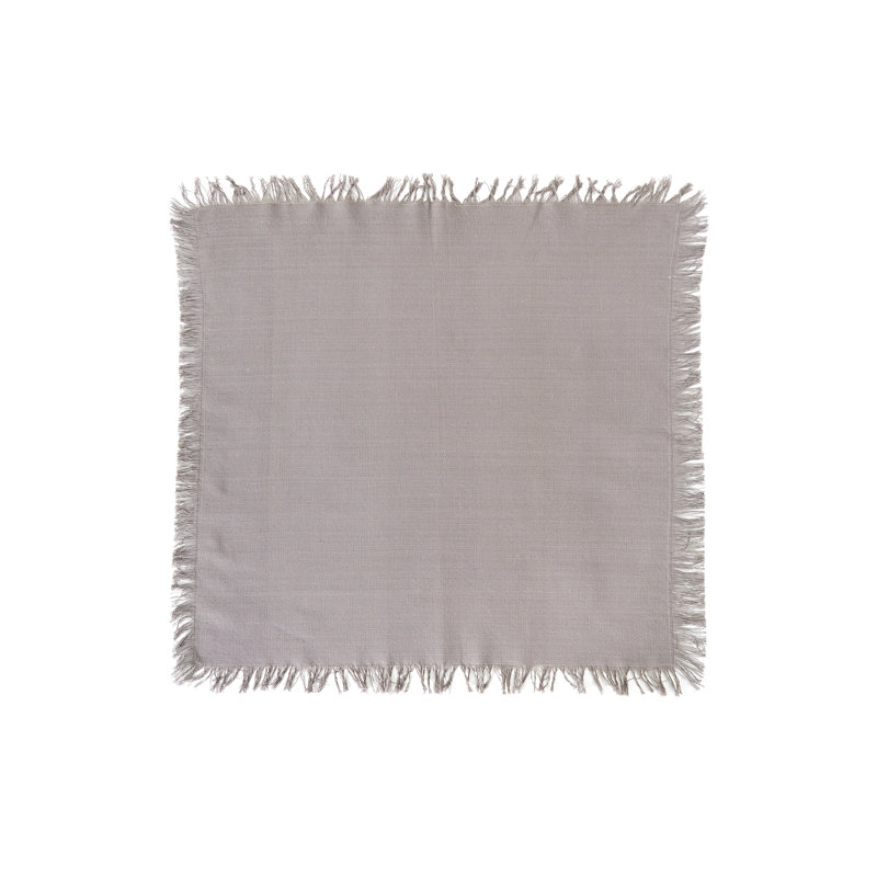 Ensemble de 6 serviettes en coton à franges Briella, gris