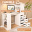 Bureau blanc à 41 prises pour un usage domestique, avec construction et 3 tiroirs et fonction de charge