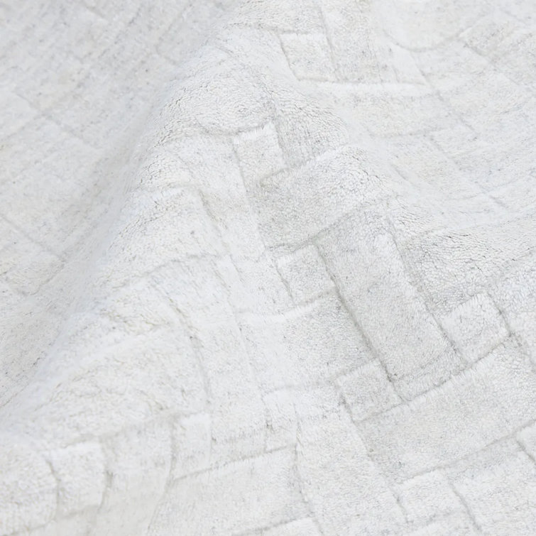 Hainsly Hand Loomed Wool/Viscose/Cotton Area Rug in Alabaster