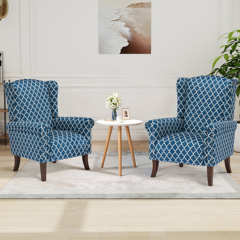 31.5"Wide Wing Back Upholstered Armchair With Nailhead Trim