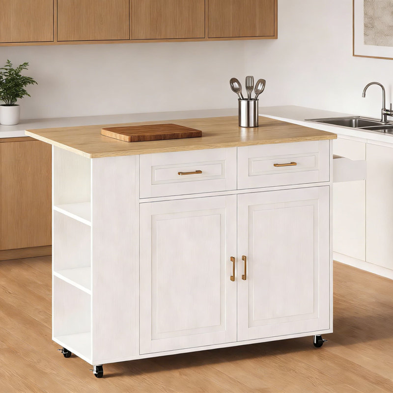 Chariot pour îlot de cuisine avec table rabattable, station de charge et rangement - Armoire mobile avec tiroirs, tablettes réglables, étagère à épices et roulettes verrouillables