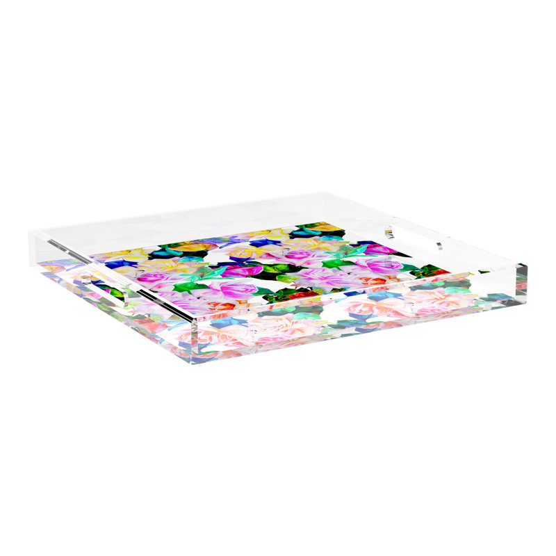 Passion Intenso Acrylic Square Decorative Tray, 18"W x 18"D x 2"H