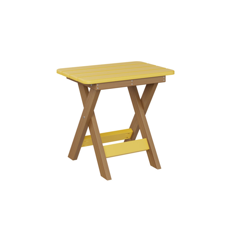 Berlin Gardens Folding End Table, Sunburst Yellow, Natural Teak